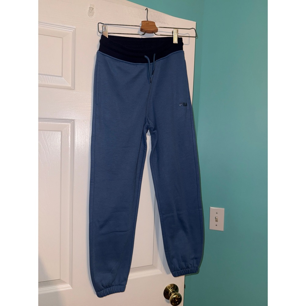 Fila Boys Blue Jogger Sweatpants Size Medium 10/12 Two Tone Athletic Pants